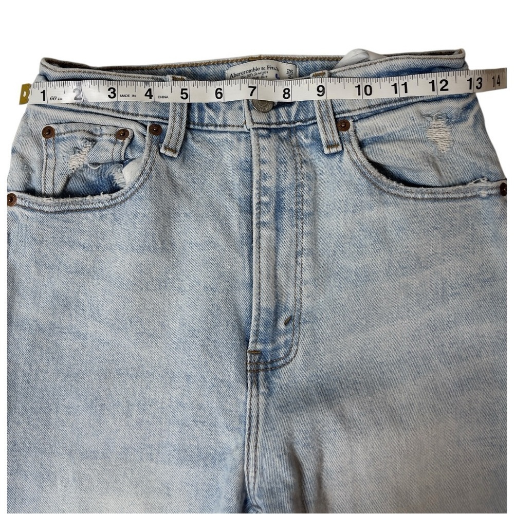 Abercrombie and Fitch 90's straight high Rise Jeans size 26/2 Distressed Denim - Picture 5 of 13